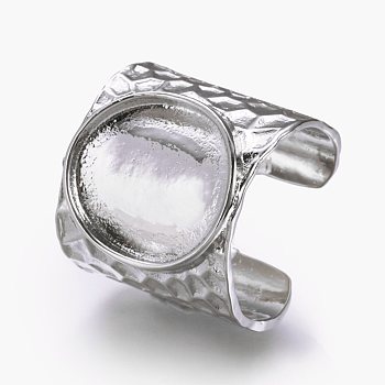 Cuff Brass Pad Finger Ring Settings, Size 9, Platinum, Tray: 15mm, 19mm