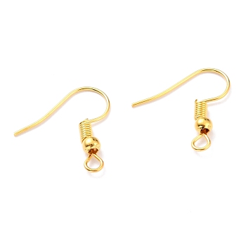 Iron Earring Hooks, Ear Wire, with Horizontal Loop, Cadmium Free & Nickel Free & Lead Free, Golden, 17~19x0.8mm, Hole: 2mm, 22 Gauge, Pin: 0.6mm