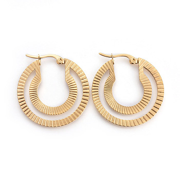 201 Stainless Steel Hoop Earrings, with 304 Stainless Steel Pin, Hypoallergenic Earrings, Ring, Golden, 31x30x1.5mm, Pin: 1mm