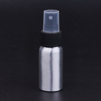 Refillable Aluminum Bottles, Salon Hairdresser Sprayer, Water Spray Bottle, Platinum, Black, 10.4x3.2cm, Capacity: 30ml