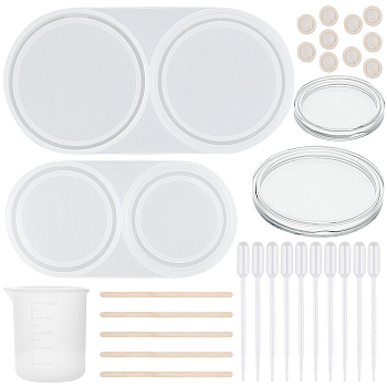 Gorgecraft DIY Coin Collection Capsule Making Kits, with Silicone Molds, Silicone 100ml Measuring Cup, Plastic Transfer Pipettes, Birch Wooden Craft Ice Cream Sticks, Latex Finger Cots, White, 40x79x6mm, 55x10x6mm, inner size: 27x3mm, 30x3.5mm, 42x4mm and 45x4mm, 1set