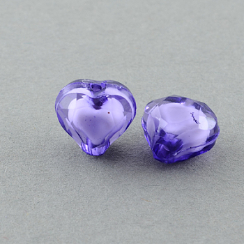 Transparent Acrylic Beads, Bead in Bead, Faceted, Heart, Indigo, 7x8x5mm, Hole: 2mm, about 3000pcs/500g