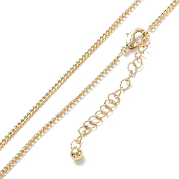 Brass Curb Chain Necklaces, Long-Lasting Plated, Real 18K Gold Plated, 16.34 inch(41.5cm)