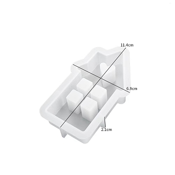 DIY Silicone Candle Molds, For Candle Making, House, White, 11.4x6.9x2.1cm