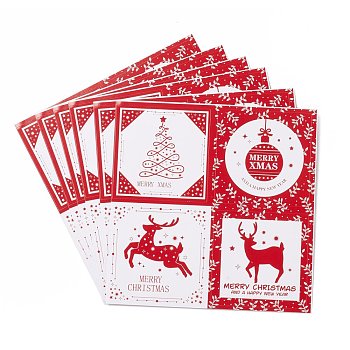 Christmas Theme Self-Adhesive Stickers, for Party Decorative Presents, Square, Red, 109x109x0.2mm, sticker: 50x50mm, 4pcs/sheet
