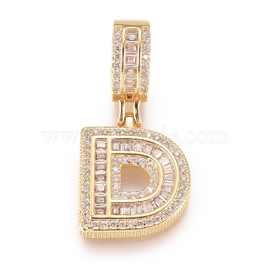 Golden Clear Alphabet Brass+Cubic Zirconia Pendants