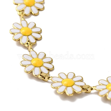 Ion Plating(IP) Enamel Flower Link Chain Bracelet(BJEW-C023-03G)-2