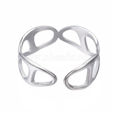 304 Stainless Steel Oval Wrap Open Cuff Ring(RJEW-T023-62P)-2