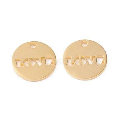 Real 18K Gold Plated Flat Round 201 Stainless Steel Pendants