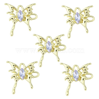 Golden Lilac Butterfly Alloy+Glass Links