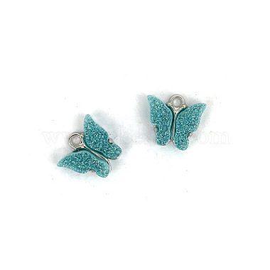 Platinum Turquoise Butterfly Alloy Charms