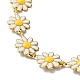 Ion Plating(IP) Enamel Flower Link Chain Bracelet(BJEW-C023-03G)-2