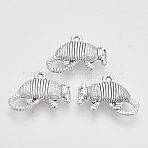 Tibetan Style Alloy Pendants,  Cadmium Free & Lead Free, Animal, Antique Silver, 13x19x3mm, Hole: 1.4mm(X-TIBEP-T009-44AS-RS)
