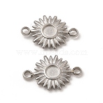 Non-Tarnish 304 Stainless Steel Cabochon Connector Settings, Sun, Stainless Steel Color, Tray: 3mm, 14x9x1.5mm, Hole: 1.6mm(STAS-C070-03P)