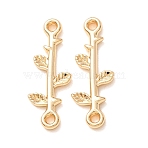 Alloy Connector Charms, Leaf Links, Rack Plating, Long-Lasting Plated, Lead Free & Cadmium Free, Golden, 28.5x10.5x2mm, Hole: 1.8mm(AL-CBAB7DD-12G)