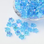 Eco-Friendly Transparent Acrylic Beads, Star, AB Color, Deep Sky Blue, 10x4mm, Hole: 1.5mm, about 2140pcs/500g(PL556-9)