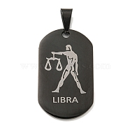 316 Surgical Stainless Steel Pendants, Oval with Constellation Charm, Black, Libra, 37.5x22x1.9mm, Hole: 7.9x4.8mm(STAS-E212-123EB-04)