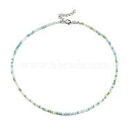 Bling Glass Beaded Necklace for Women, Yellow Green, 16.93 inch(43cm)(NJEW-PH01492-03)
