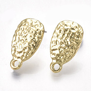 Alloy Stud Earring Findings, with Steel Pins, with Loop, Oval, Light Gold, 18x10mm, Hole: 1.8mm, Pin: 0.7mm(PALLOY-T065-31)