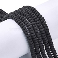 Handmade Polymer Clay Beads Strands, for DIY Jewelry Crafts Supplies, Flat Round, Black, 6~7x3mm, Hole: 1.5mm, about 113~116pcs/strand, 15.55 inch~16.14 inch(39.5~41cm)(X-CLAY-N008-008J)