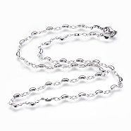 304 Stainless Steel Chain Necklaces, with Lobster Claw Clasps, Crescent Moon, Stainless Steel Color, 17.7 inch(45cm)(STAS-P164-17P)