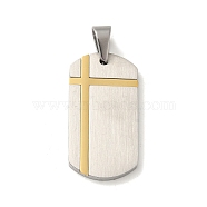 PVD Vacuum Plating 304 Stainless Steel Pendants, Rectangle Charm, Golden & Stainless Steel Color, 34.5x17.5x2mm, Hole: 7x5.5mm(STAS-C105-06GP)