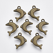 CCB Plastic Pendants, Dolphin, Antique Bronze, 20.5x15.5x4.5mm, Hole: 1.6mm, about 1100pcs/500g(CCB-T009-12AB)