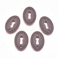 Tibetan Style Alloy Links connectors, Oval, Cadmium Free & Nickel Free & Lead Free, Red Copper, 37x25x2mm, Hole: 3mm, about 100pcs/1000g(TIBE-A35130-R-NR)