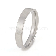 201 Stainless Steel Flat Plain Band Rings, Stainless Steel Color, US Size 11(20.6mm), 4mm(RJEW-G106-4mm-11-P)