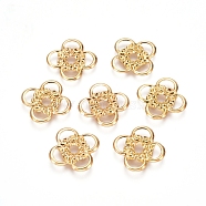 Electroplated Iron Spacer Beads, Flower, Real 18K Gold Plated, 16x16x1mm, Hole: 2.5mm(X-IFIN-I030-11G)