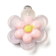 Translucent Resin Pendants, Sunflower Charms with Platinum Plated Iron Loops, Lilac, 24x19x6mm, Hole: 2mm(RESI-L038-02P-05)