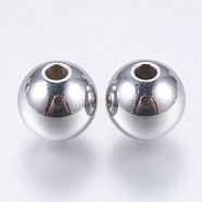 201 Stainless Steel Beads, Solid Round, Stainless Steel Color, 12mm, Hole: 3mm(STAS-I069-34)