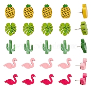 Plants and Animals Wood Push Pins, with Iron Pins, for Photos Wall, Maps, Bulletin Board or Corkboards, Mixed Color, 18.8~24x14.5~20.5mm, Hole: 1.8~2mm, Pin: 1mm, 60pcs/set(AJEW-WH0014-66)
