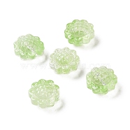 Transparent Spray Painted Glass Beads, Sunflower, Yellow Green, 15x10mm, Hole: 1.2mm(GLAA-I050-06D)
