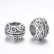 Alloy European Beads, Rondelle, Large Hole Beads, Antique Silver, 10.5x7.5mm, Hole: 5mm(MPDL-G007-04AS)