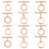 Elite 12Pcs 6 Styles Brass Toggle Clasps, Ring, Real 18K Gold Plated, 15.5~19x13~15x2mm, Hole: 1~2mm, 2pcs/style(KK-PH0006-45)