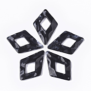 Acrylic Big Pendants, Imitation Gemstone Style, Kite, Black, 59x39x5.5mm, Hole: 2mm, about 135pcs/500g(OACR-T021-008A)