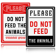 2Pcs 2 Style Aluminum Warning Signs, Vertical, Rectangle with Word Please Do Not Feed, Word, 250x180x0.8mm, 1pc/style(DIY-GL0003-63)