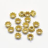 Brass Bead Caps, Lead Free & Cadmium Free & Nickel Free, Multi-Petal, Raw(Unplated), 4x2mm, Hole: 1.5mm(KK-K186-53C-RS)