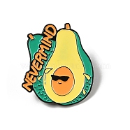 Avocado with Word Never Mind Enamel Pins, Alloy Brooches for Backpack Clothes, Colorful, 30x25.5mm(JEWB-S037-04EB)