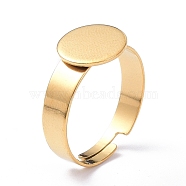 Ion Plating(IP) Adjustable 304 Stainless Steel Finger Rings Components, Pad Ring Base Findings, Flat Round, Real 18K Gold Plated, Tray: 10mm, 4mm, US Size 6 1/2(16.9mm)(STAS-P291-03B-G)