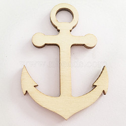 Unfinished Wood Pendant Decorations, Kids Painting Supplies,, Wall Decorations, Anchor, BurlyWood, 60x42mm(WOCR-PW0001-125A)