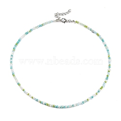 Bling Glass Beaded Necklace for Women, Yellow Green, 16.93 inch(43cm)(NJEW-PH01492-03)