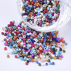Glass Cylinder Beads, Seed Beads, Baking Paint, Round Hole, Mixed Color, 1.5~2x1~2mm, Hole: 0.8mm, about 8000pcs/bag, about 85~95g/bag(SEED-Q036-01A-D33)