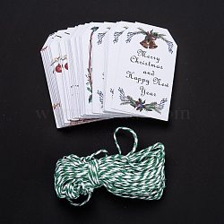 Paper Gift Tags, Hang Tags, with Jute Twine, for Christmas Decoration, Christmas Themed Pattern, 7.6x4.5x0.02cm, Hole: 5mm, 50pcs/bag(CDIS-P005-D02)