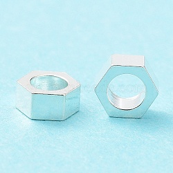 304 Stainless Steel Beads, Hexagon, Silver, 5x4.5x2mm, Hole: 2.8mm(STAS-P327-06S)