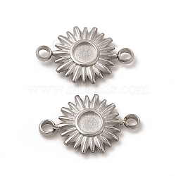 304 Stainless Steel Cabochon Connector Settings, Sun, Stainless Steel Color, Tray: 3mm, 14x9x1.5mm, Hole: 1.6mm(STAS-C070-03P)