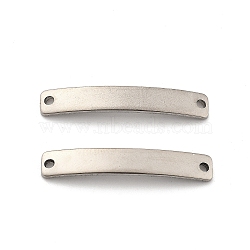 201 Stainless Steel Links/Connectors, Curved Rectangle, Stamping Blank Tag, Stainless Steel Color, 28x4.5x1mm, Hole: 1.4mm(STAS-S158-01P)