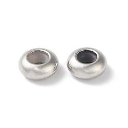 Brass Spacer Beads, with Silicone Inside, Slider Beads, Stopper Beads, Rondelle, Platinum, 8x4mm, Hole: 2.5mm(FIND-E042-09P-02)