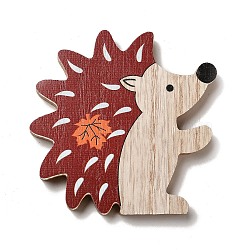Autumn Single Face Printed Wood Cabochons, Hedgehog, 107x107x12mm(WOOD-I010-01I)